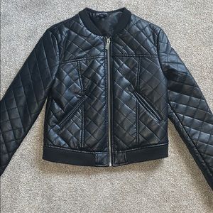 Leather puff jacket